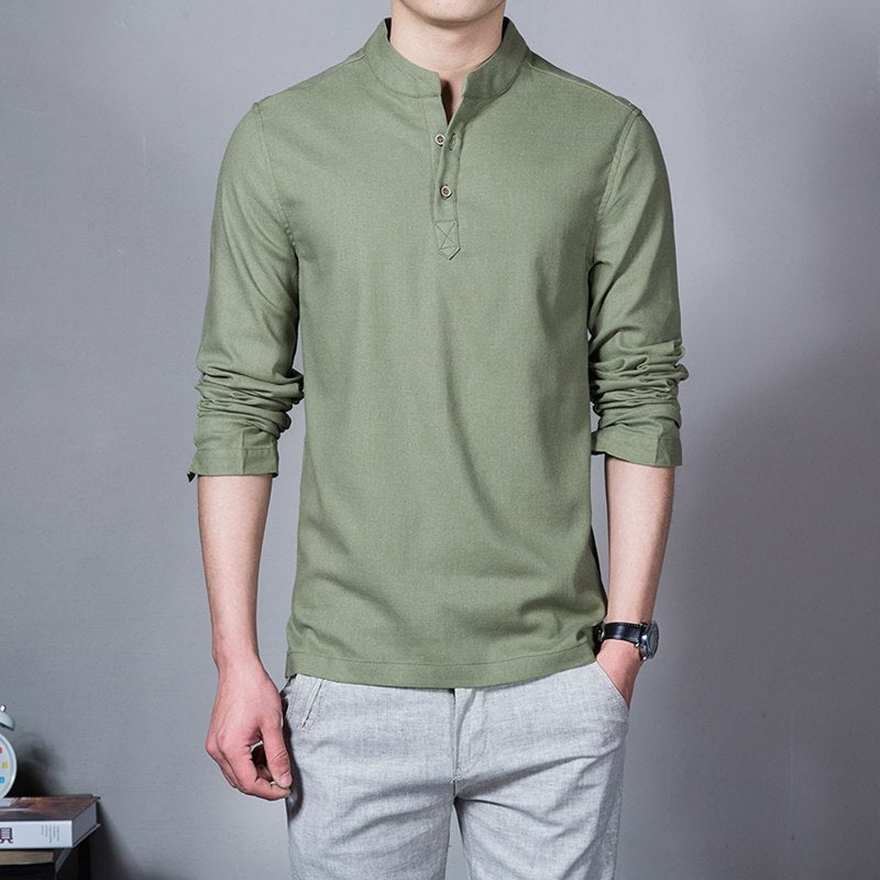 Long sleeve Men's Shirts Male Casual Cotton & Linen
