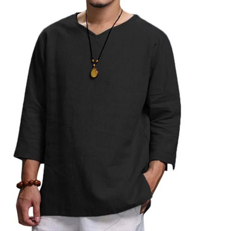 Men's Casual Blouse Cotton Linen Shirt
