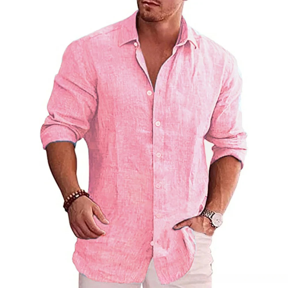 Men's Long Sleeve Shirt Solid Color