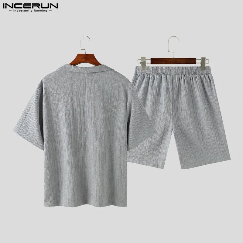 Men Simple Sets Short Sleeved Shirts