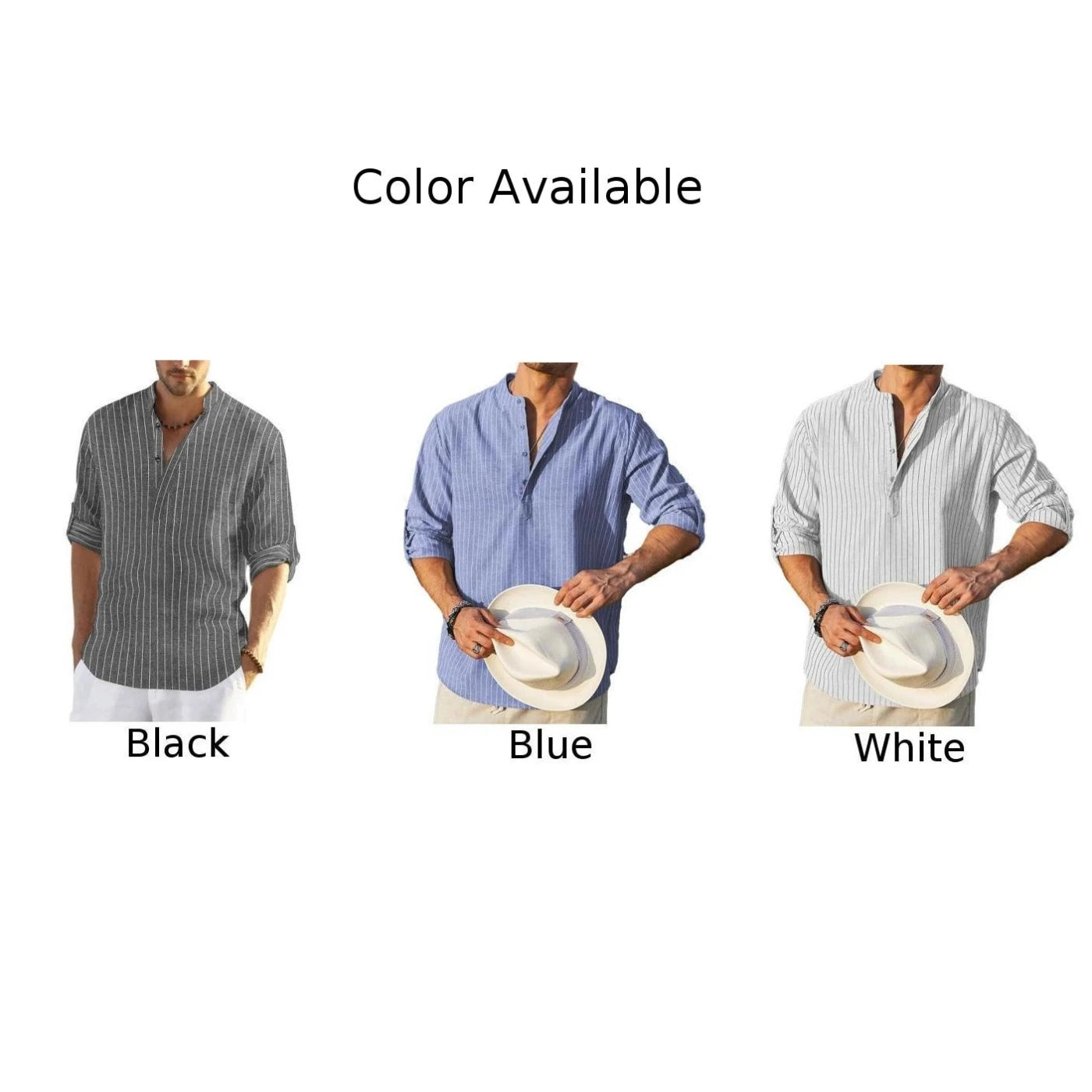 Retro Stand Collar Striped Shirts